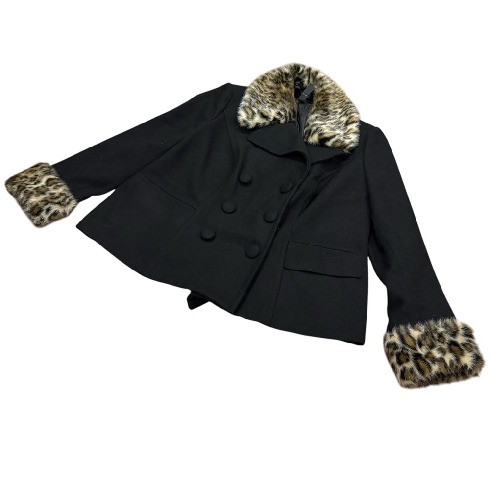 INC Faux Fur Black Button Up Women Plus Size Jacket 1X